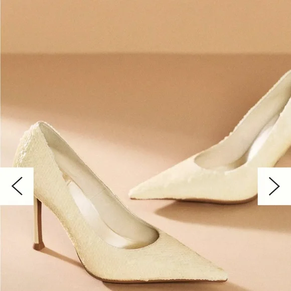 Jeffrey Campbell White/Beige Sequin Heels - Picture 2 of 2